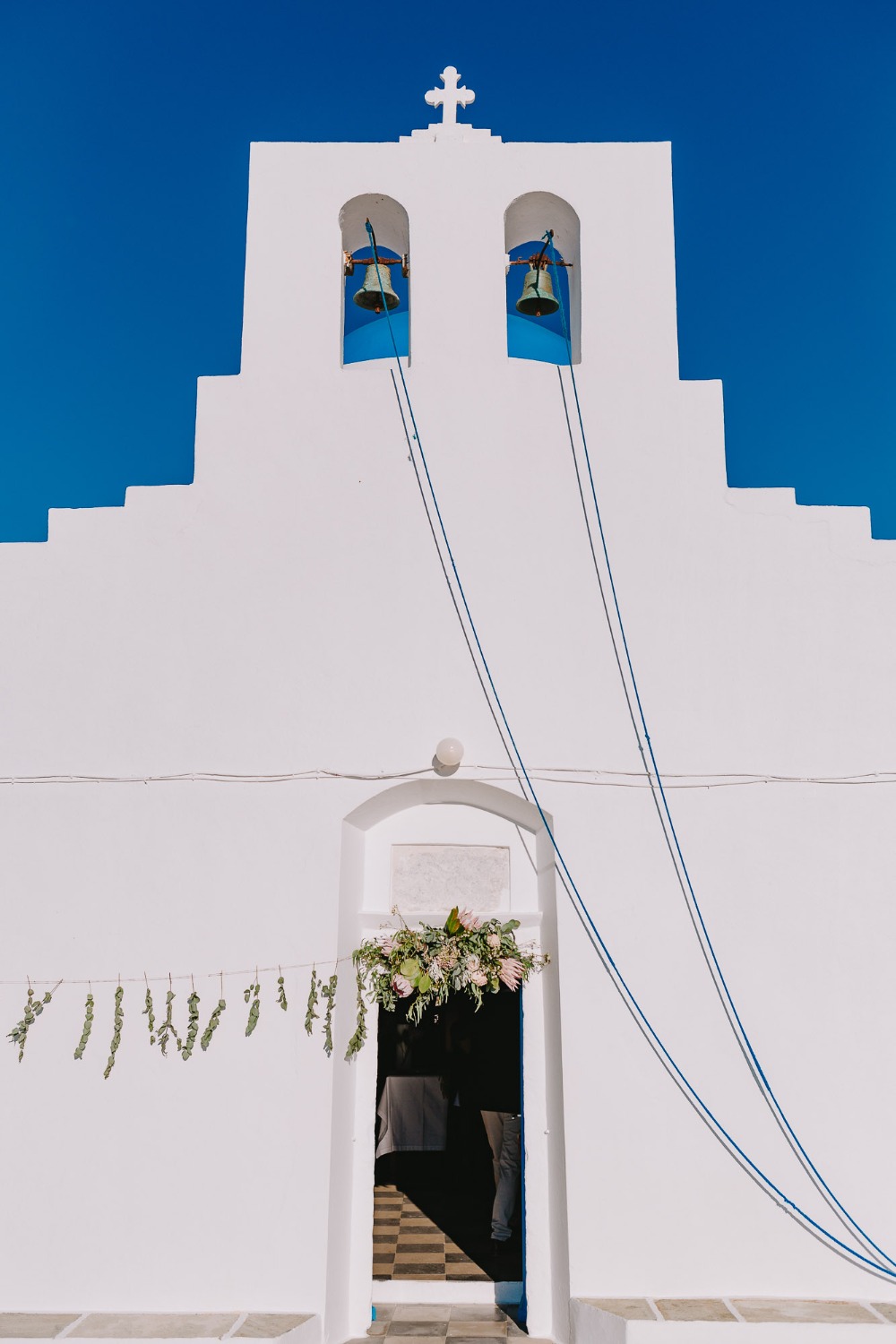 white wedding chapel in Cyclades