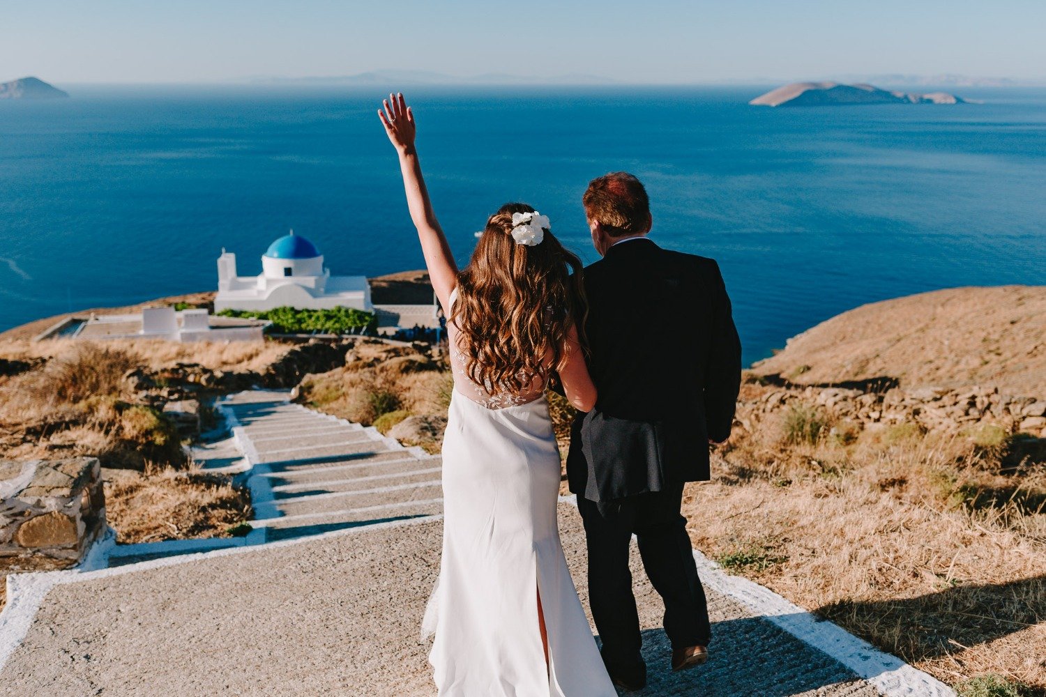 Here comes the bride in Cyclades