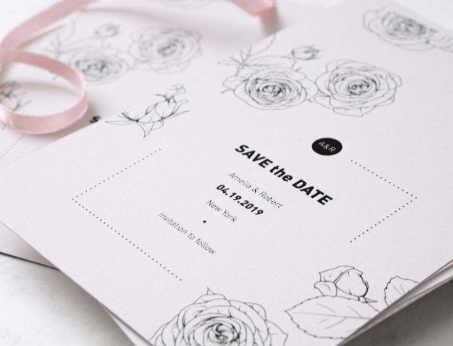 Elegant save the date card: Amelia & Robert, April 19, 2019
