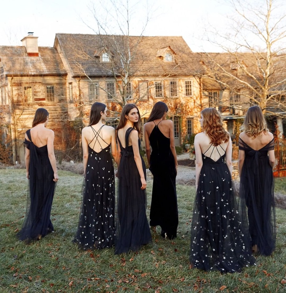 bridesmaids-in-black-tulle-gowns-from-jennyyoonyc