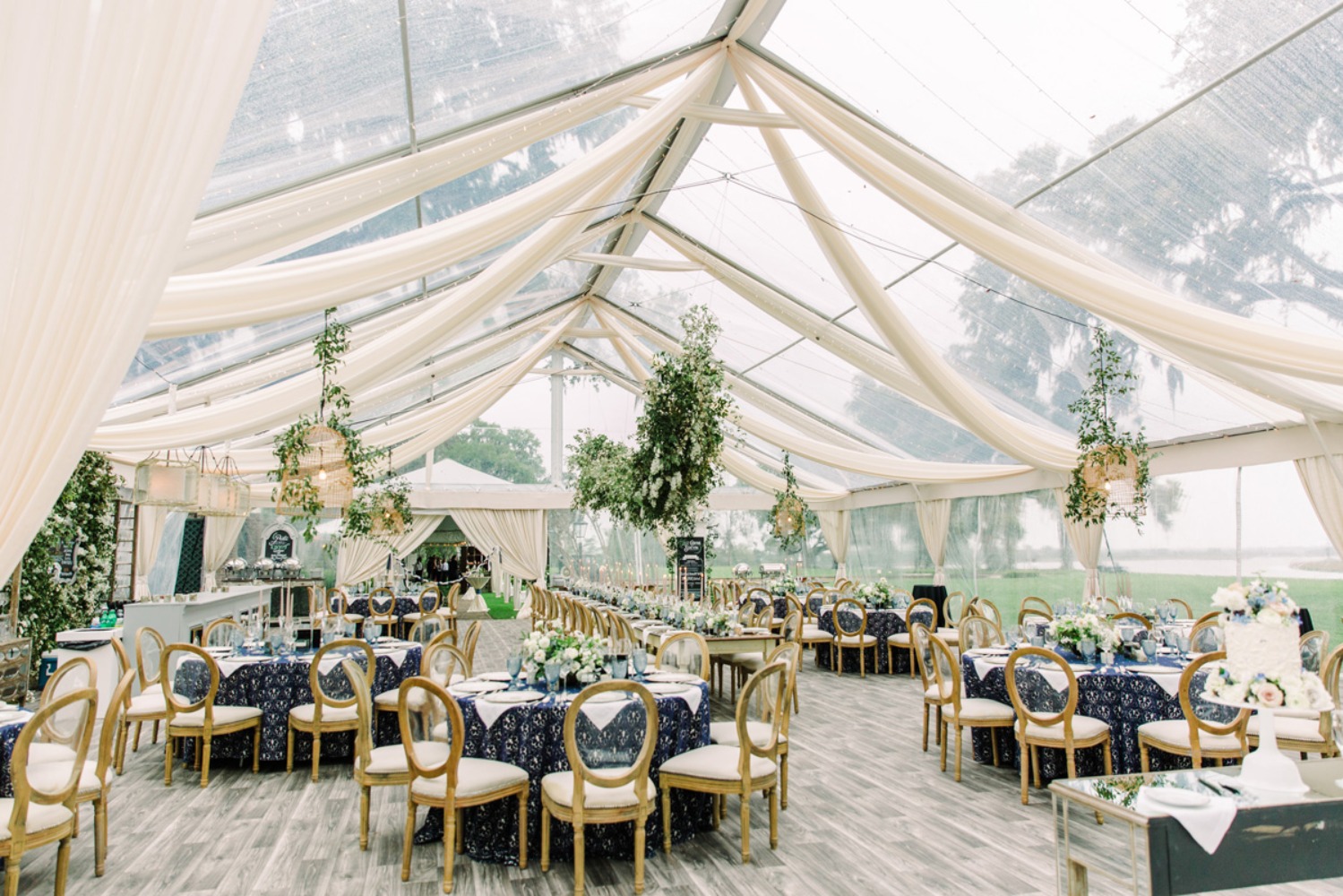 Stylish tent wedding reception