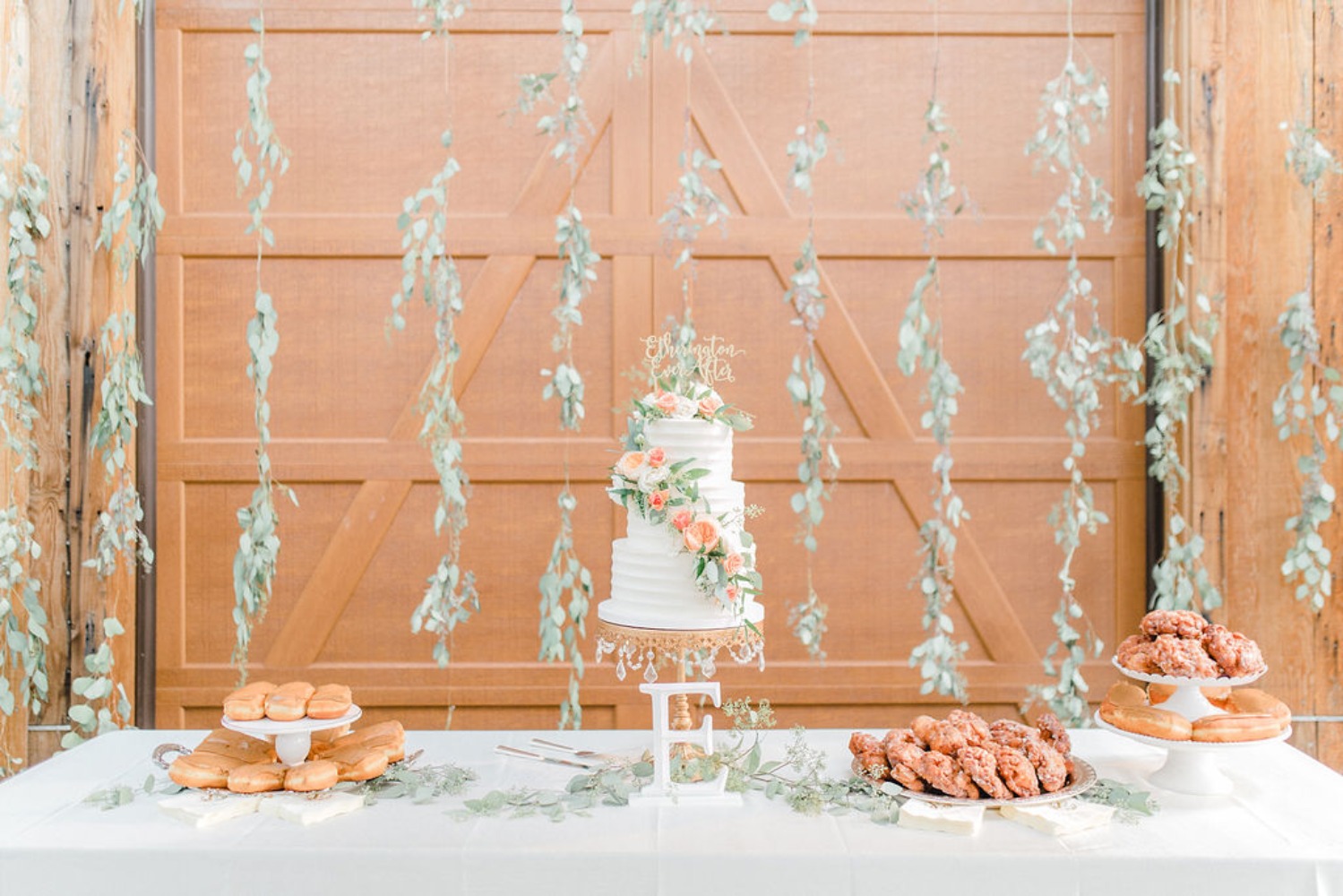 Cake and donut table for a wedding