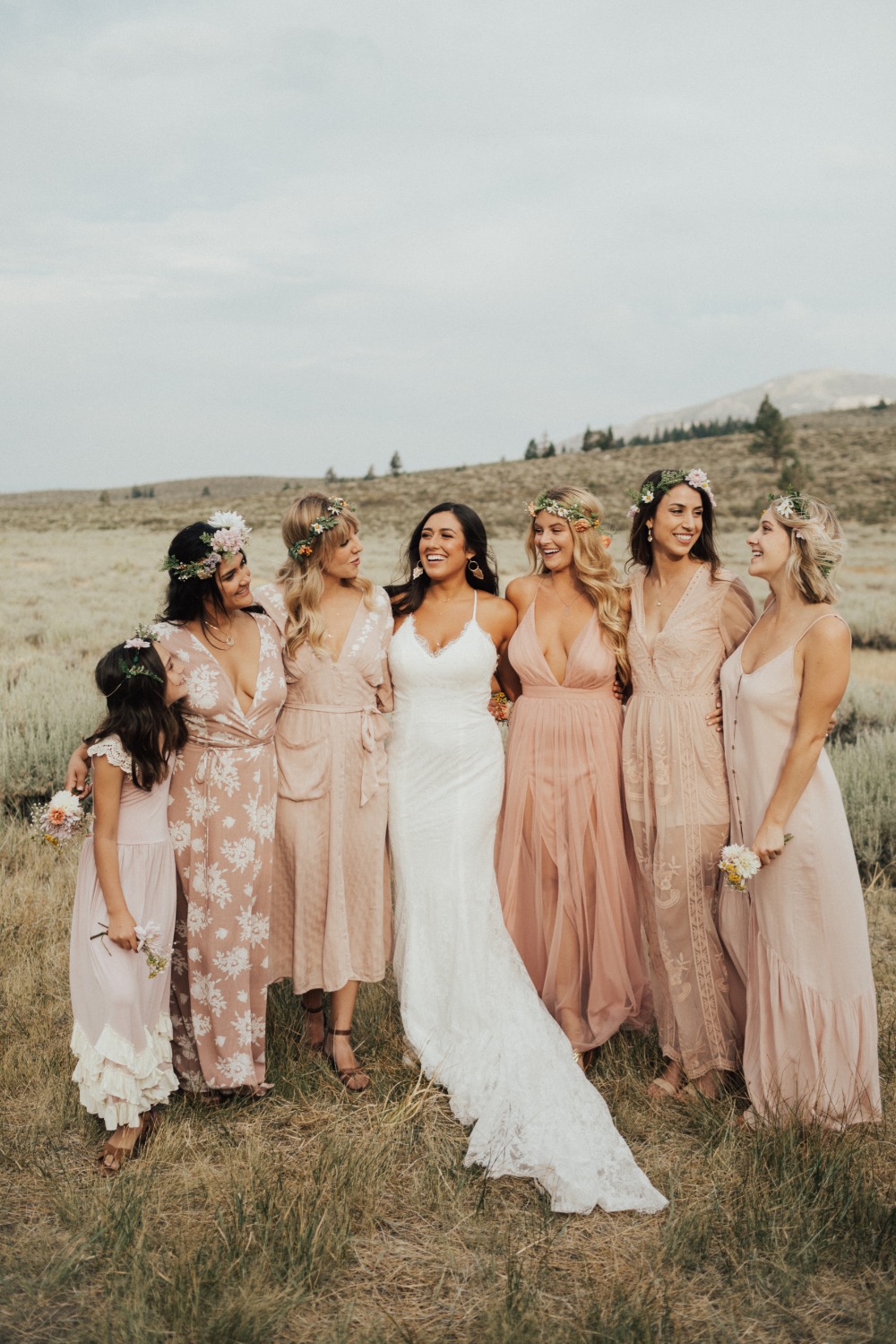 Mix and match bridesmaid dresses
