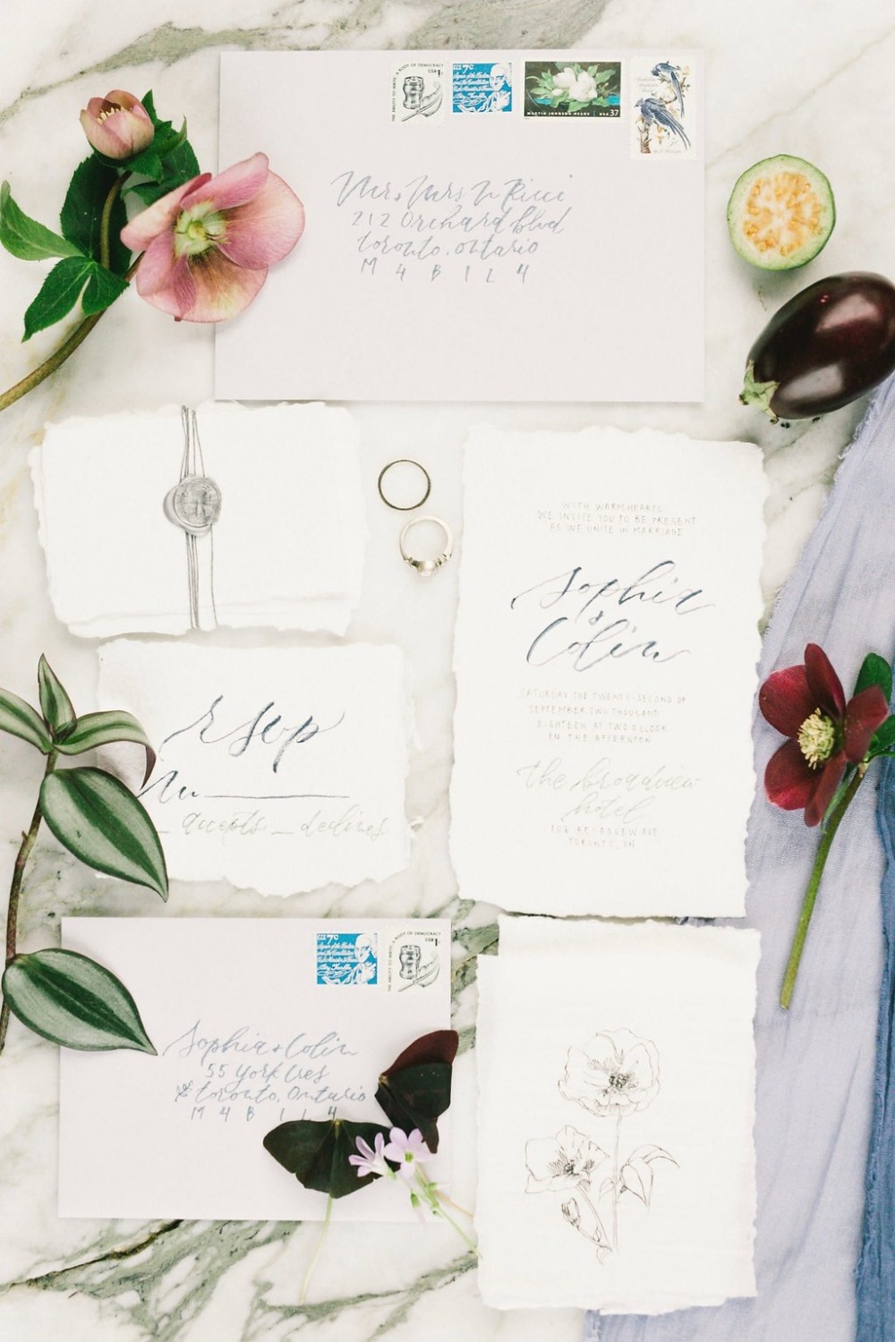 JMP Calligraphy wedding invitation suite