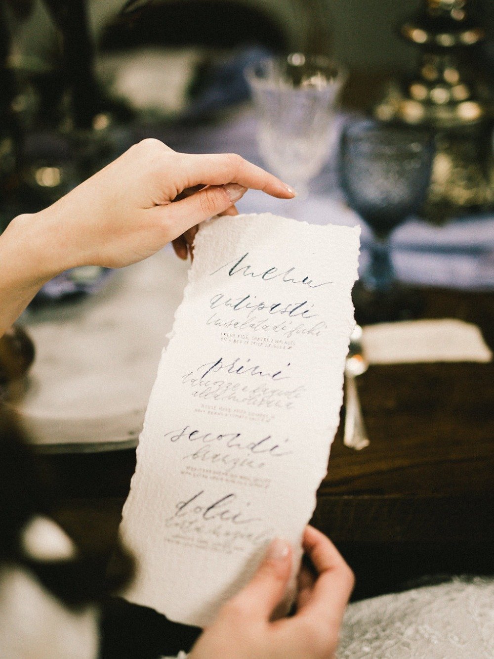 Calligraphy wedding menu design