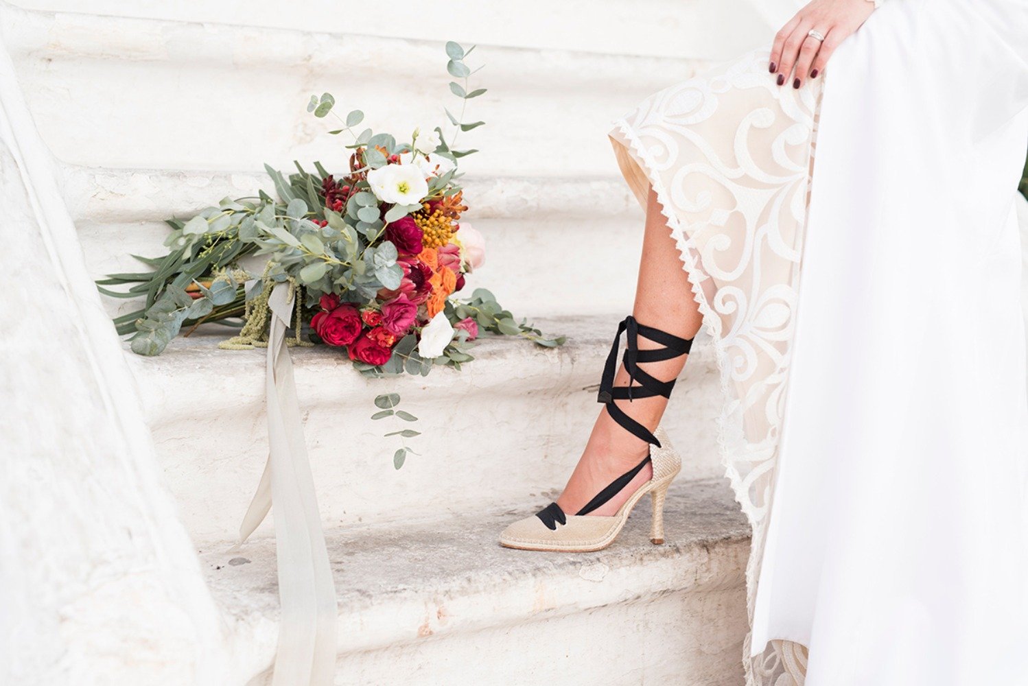 black laceup wedding shoes