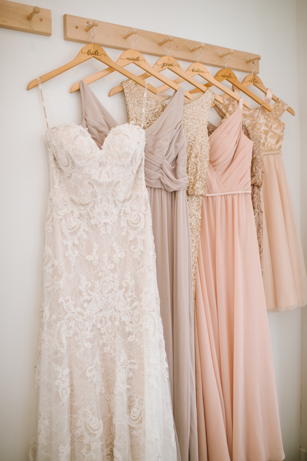 blush and gold dresses
