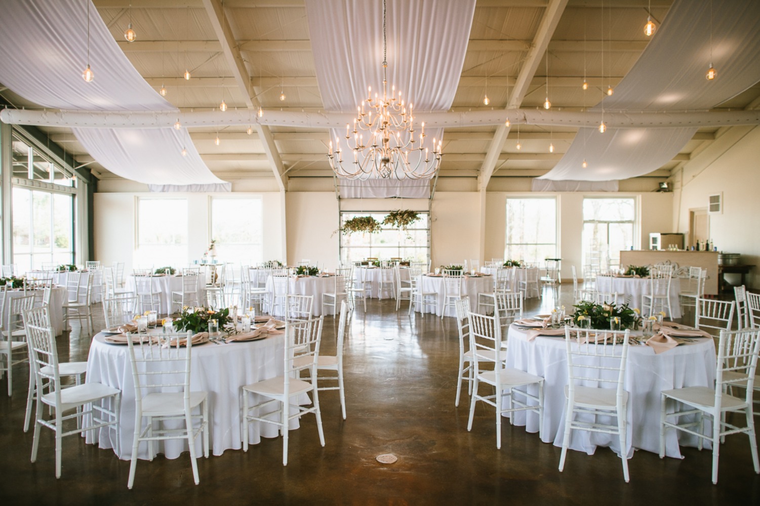 white and silver wedding reception