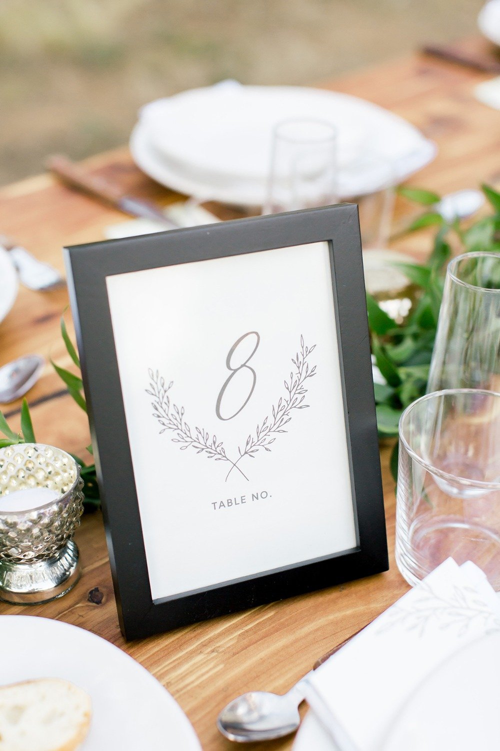 Framed table numbers
