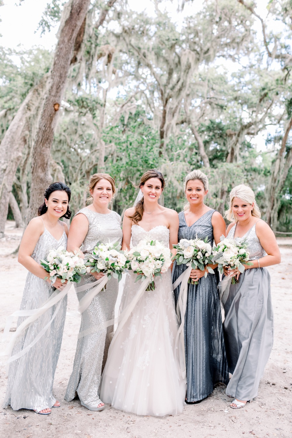 Silver bridesmaid dresses