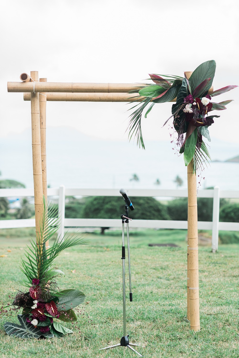 simple tropical floral wedding backdrop