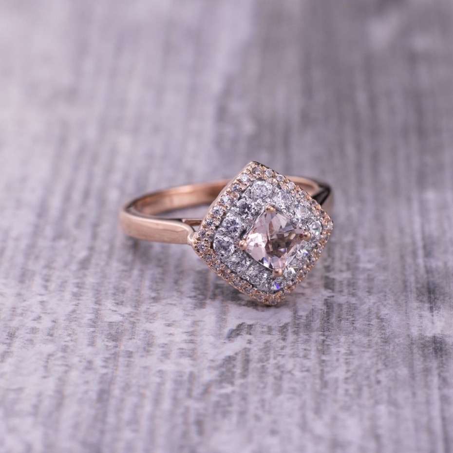 Diamond Wish Rose Gold Double Halo Engagement Ring