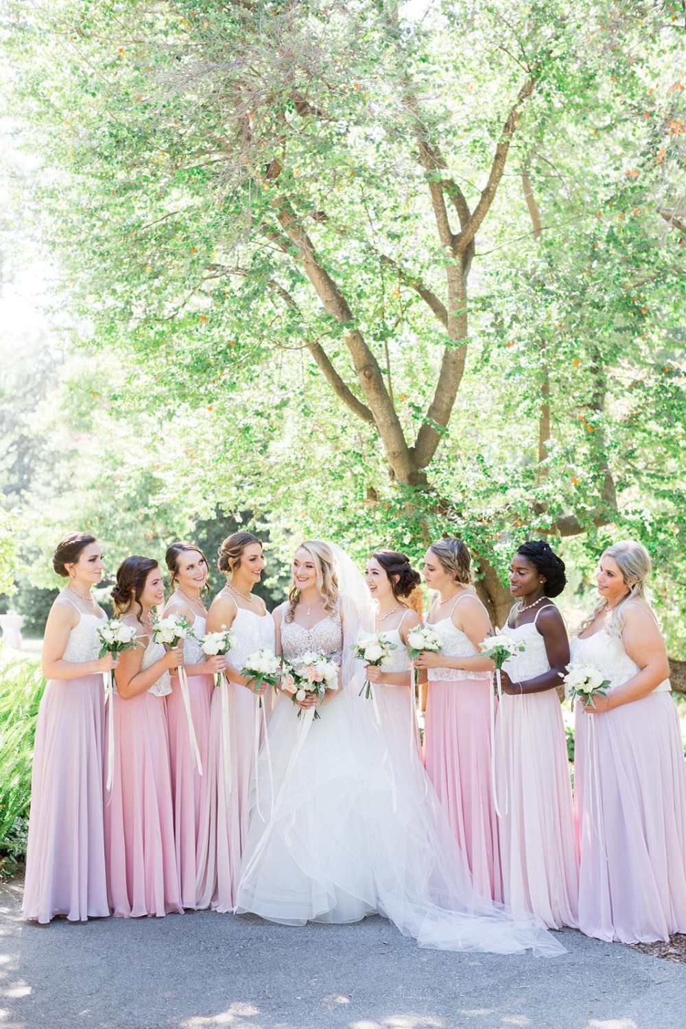 pink and blush wedding party