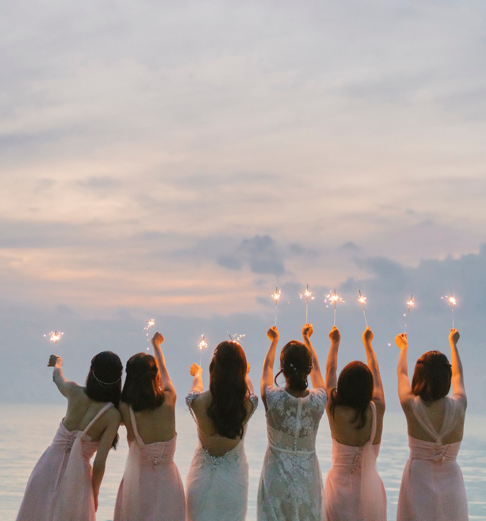 Bridesmaids and sparklers