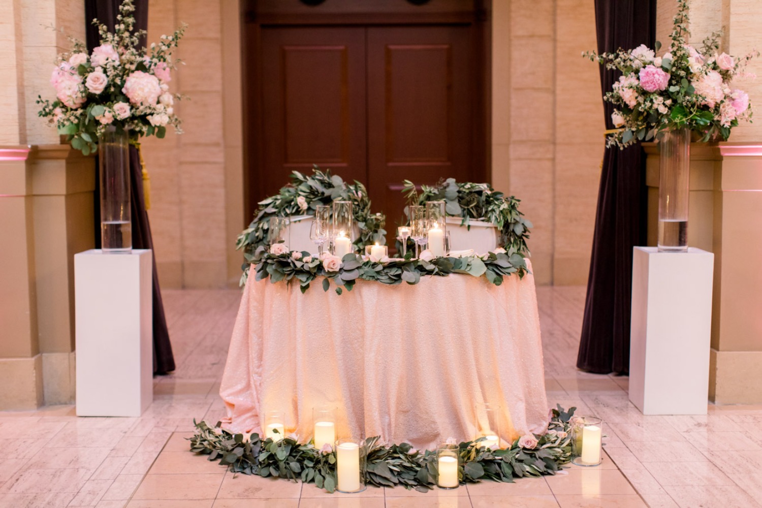 Sweetheart table with candles