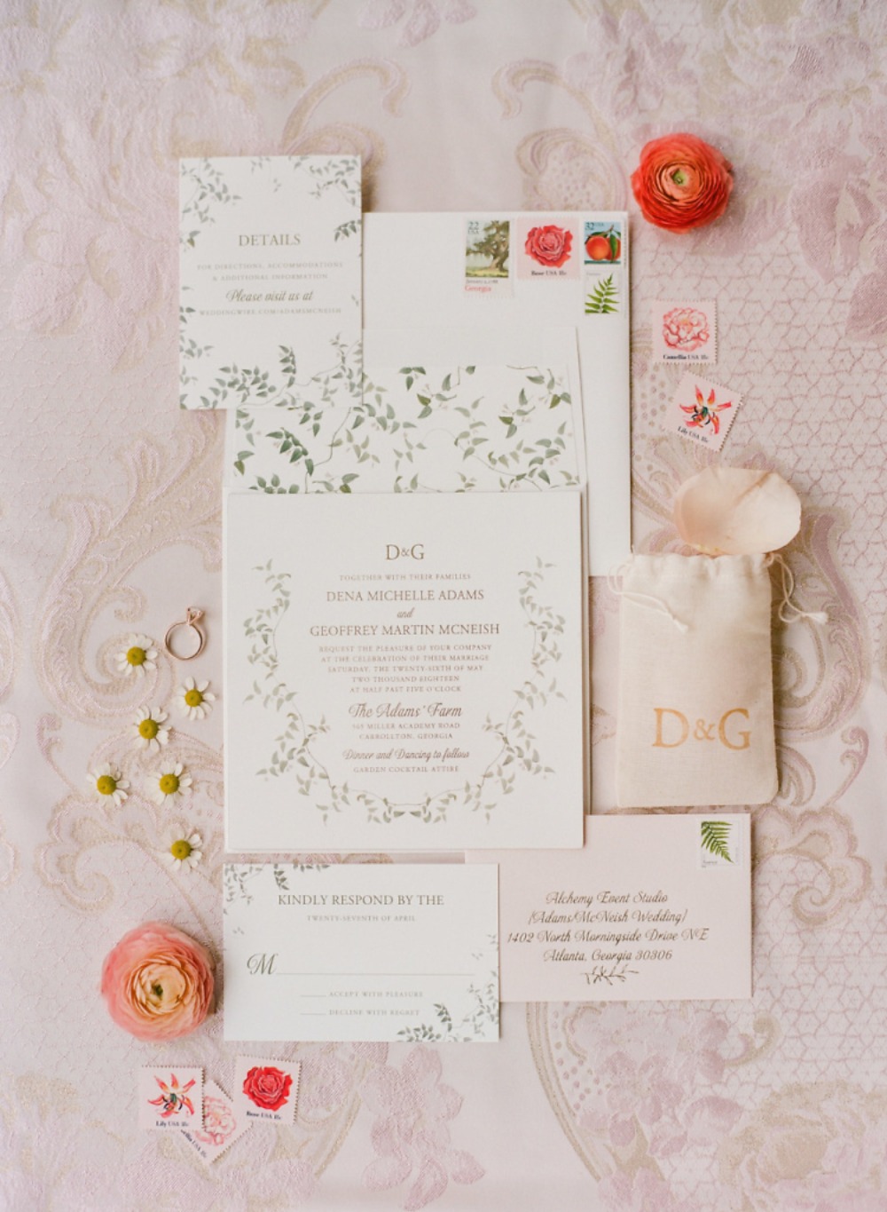 ivy themed wedding invitation suite