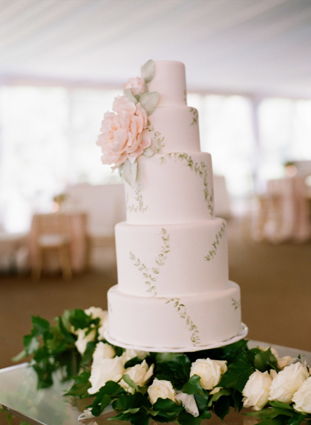 wedding cake with painted vines