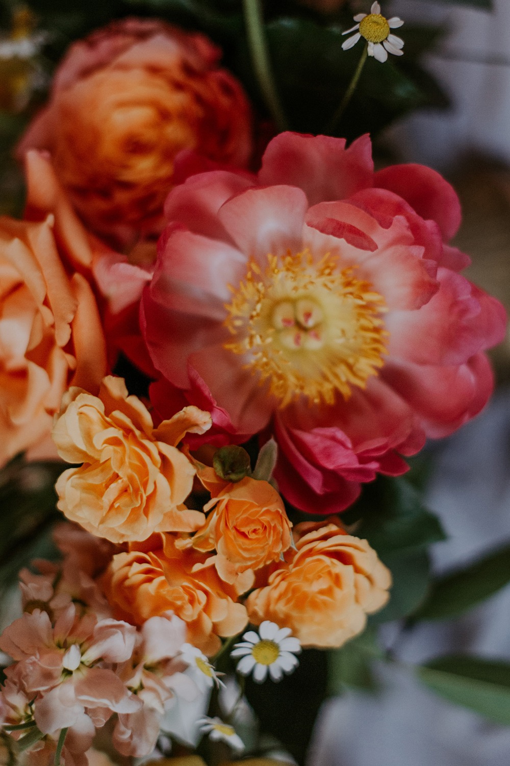 pink and orange wedding flowers