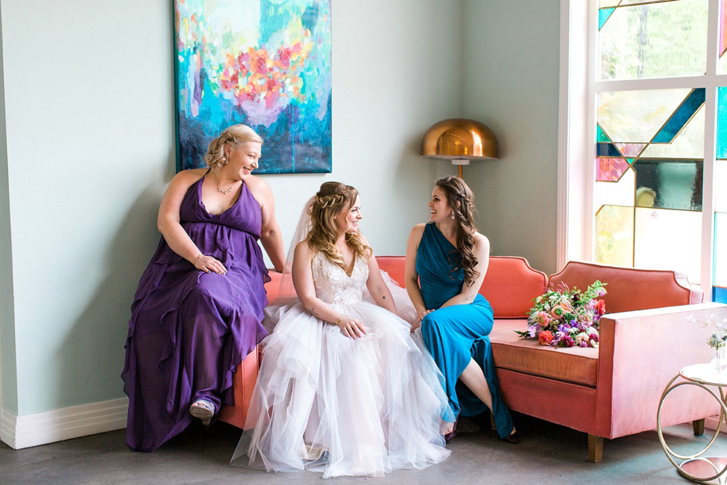 Jewel-toned bridesmaid dresses