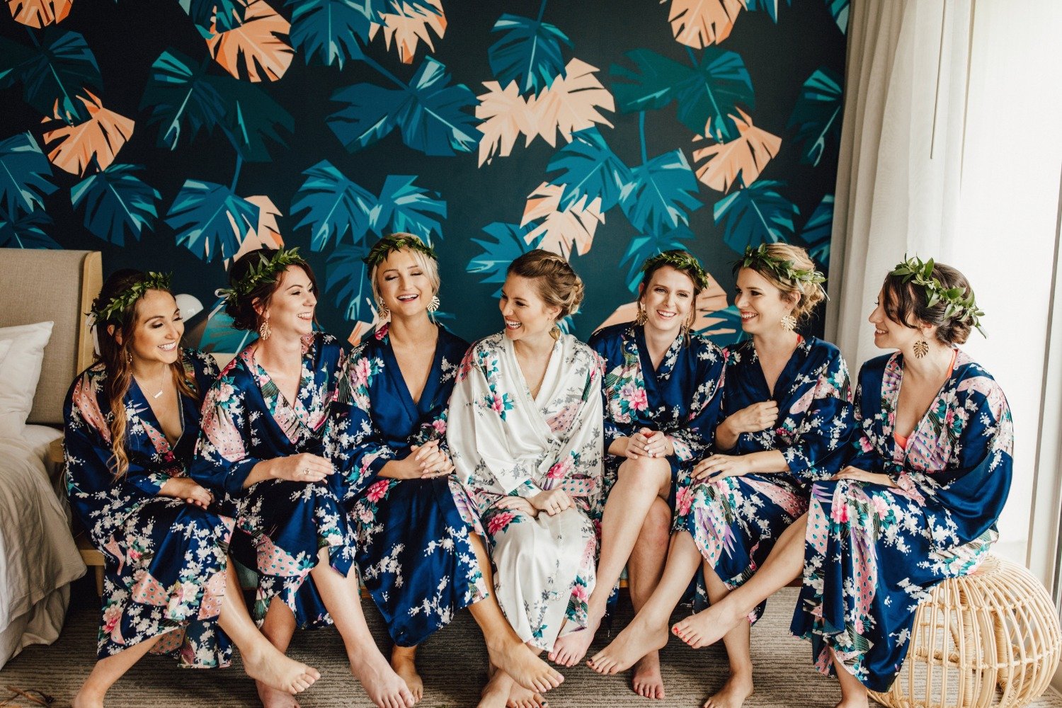 Floral robes for a tropical wedding