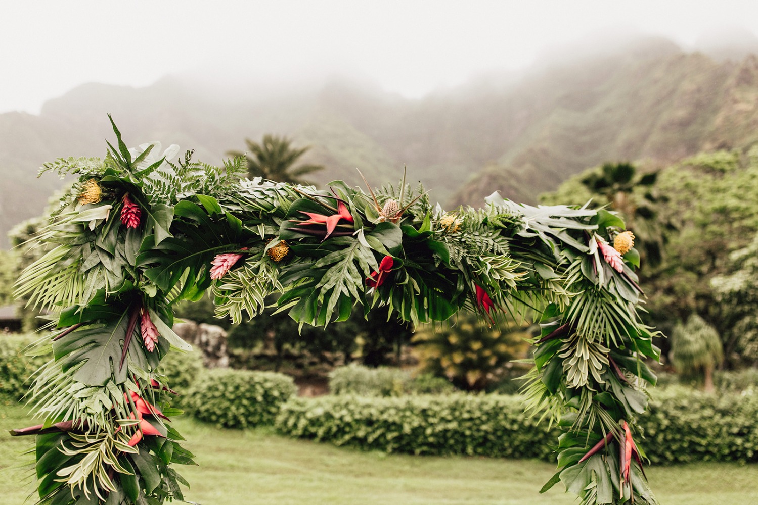 Tropical ceremony arch