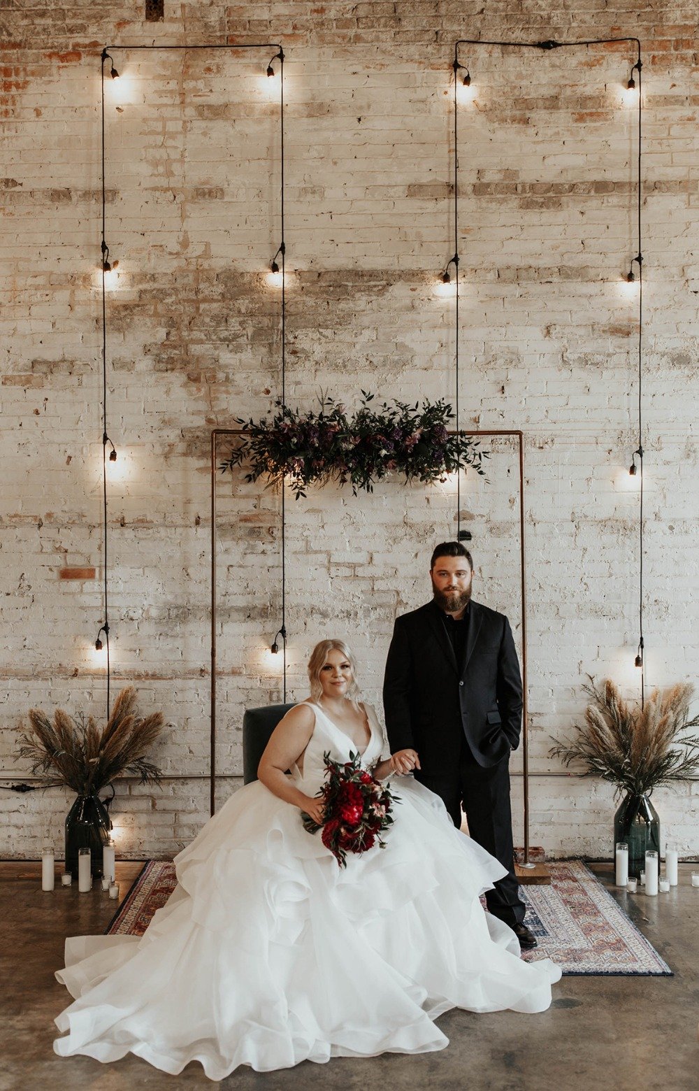 modern warehouse style wedding decor