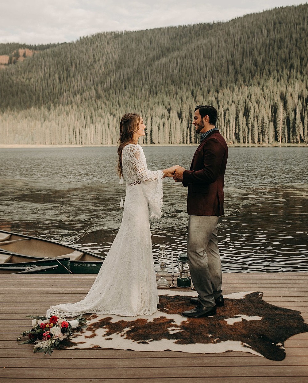 wedding on a lake dock