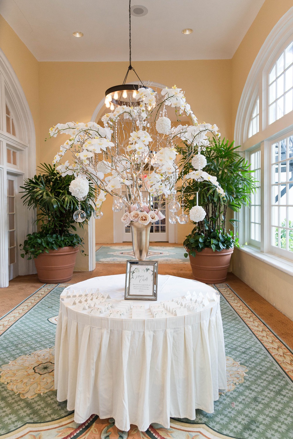 romantic floral tree centerpiece for your escort card table