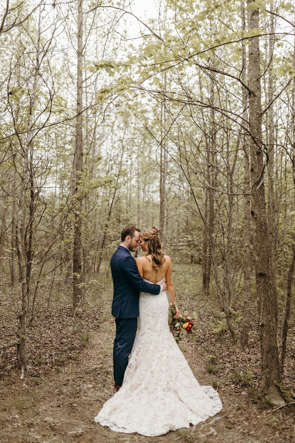 Wedding photo in the woods
