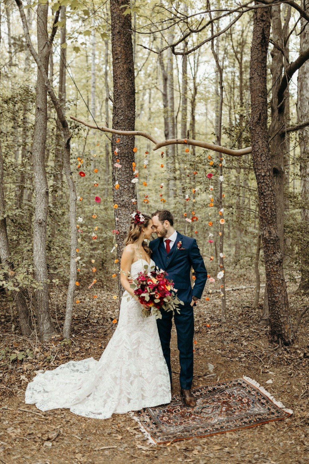 Romantic boho wedding in the woods