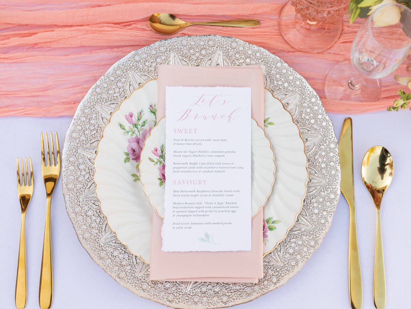 Blush and gold place setting