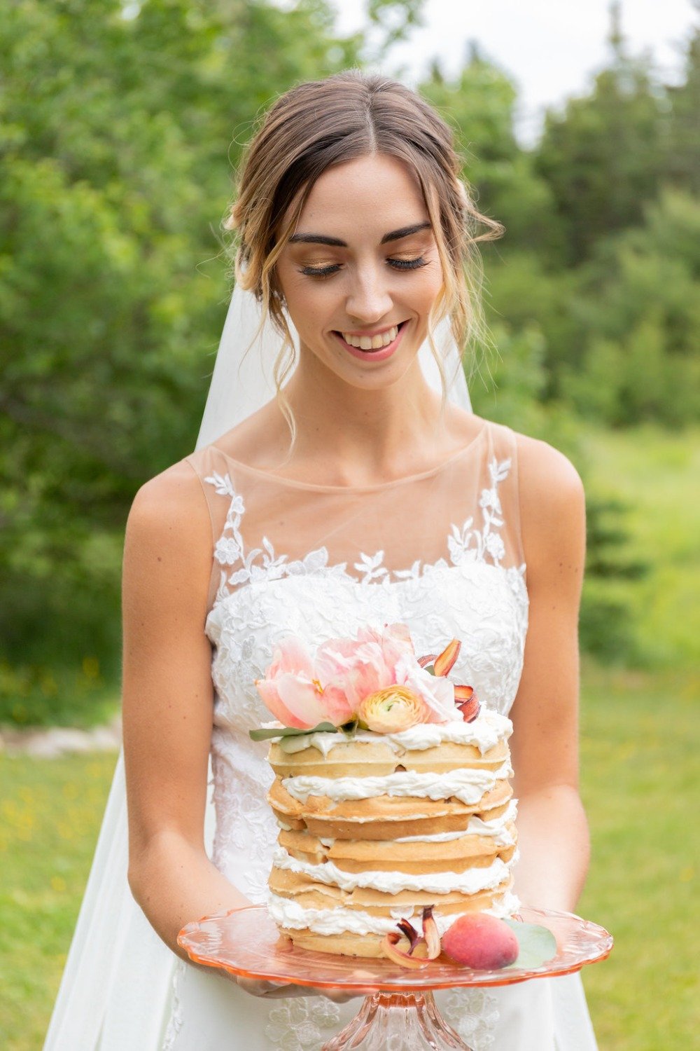 Waffle wedding cake for a brunch wedding