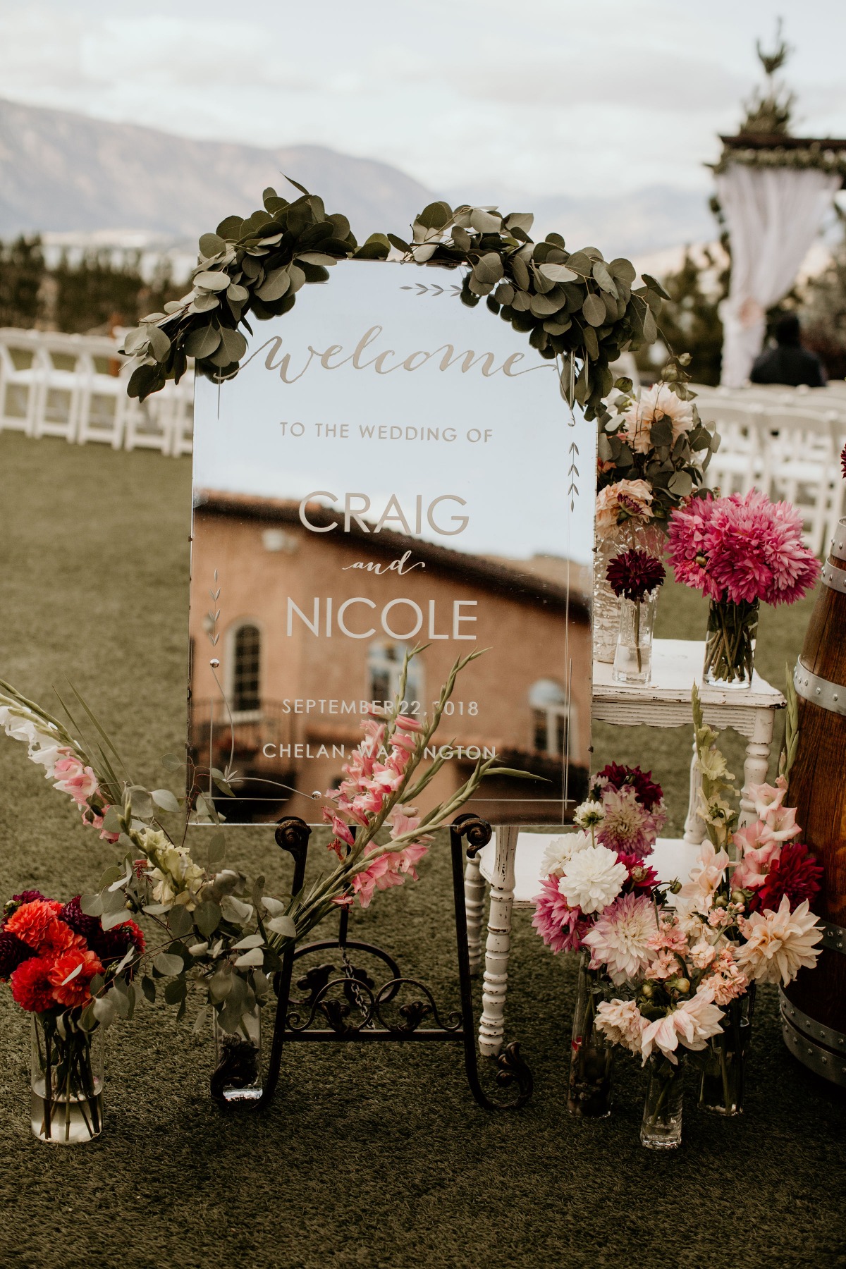 Welcome wedding sign mirror