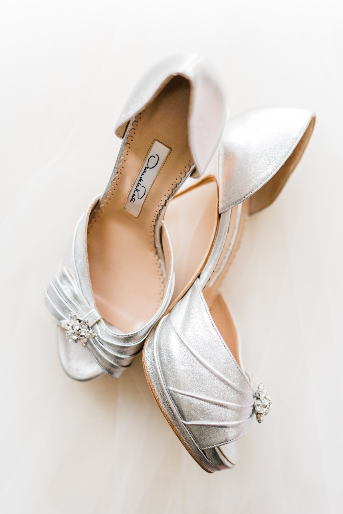 Oscar de la Renta silver heels
