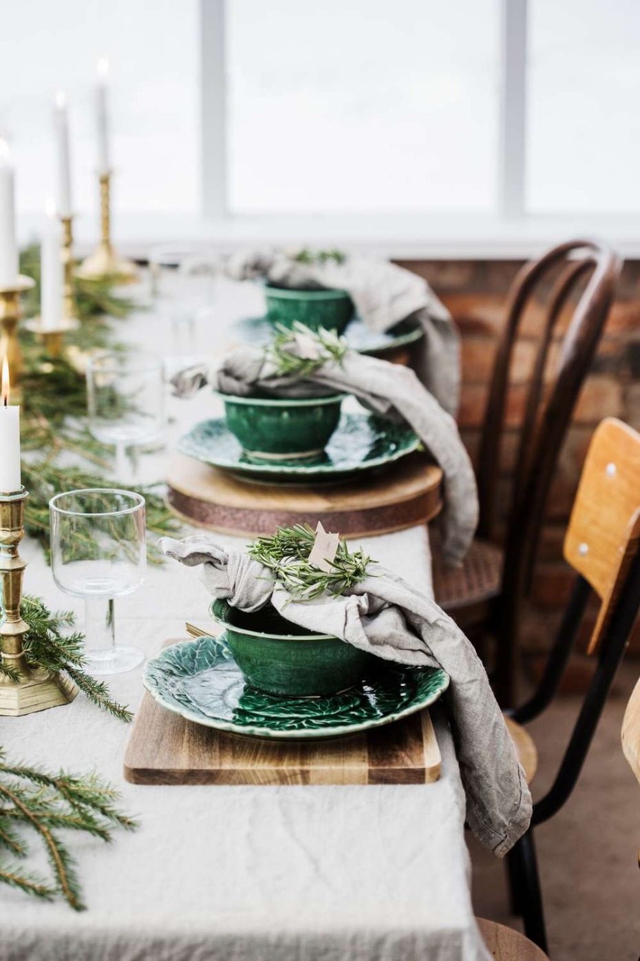 scandi green and grey table