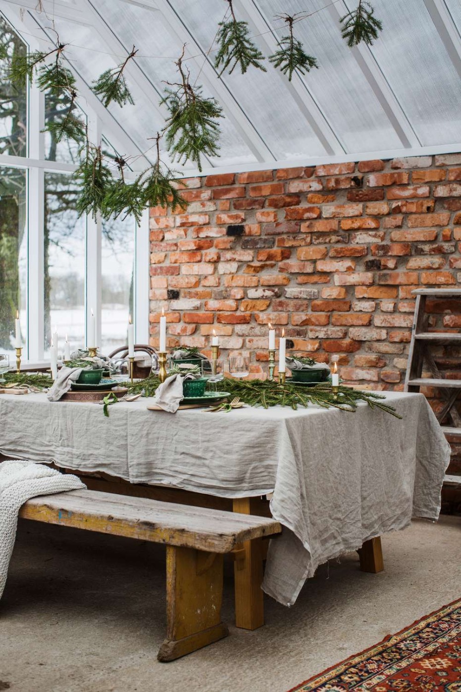 scandi green and grey table