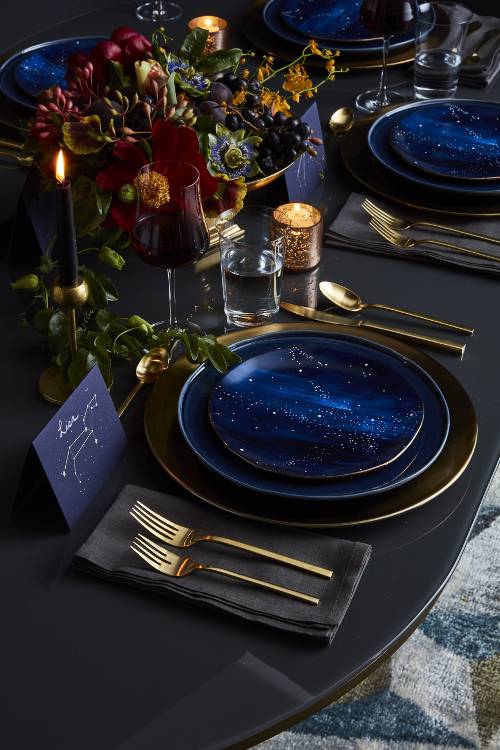 gold and mysterious constellation plates
