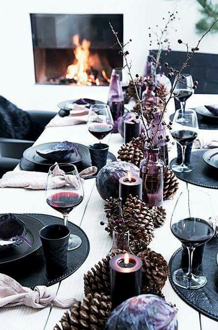 black white and deep purple table