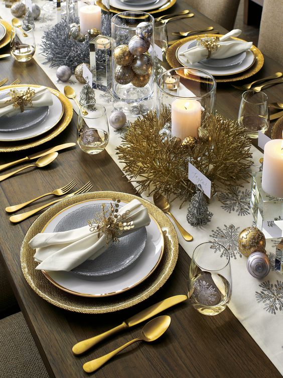 silver and gold holiday table