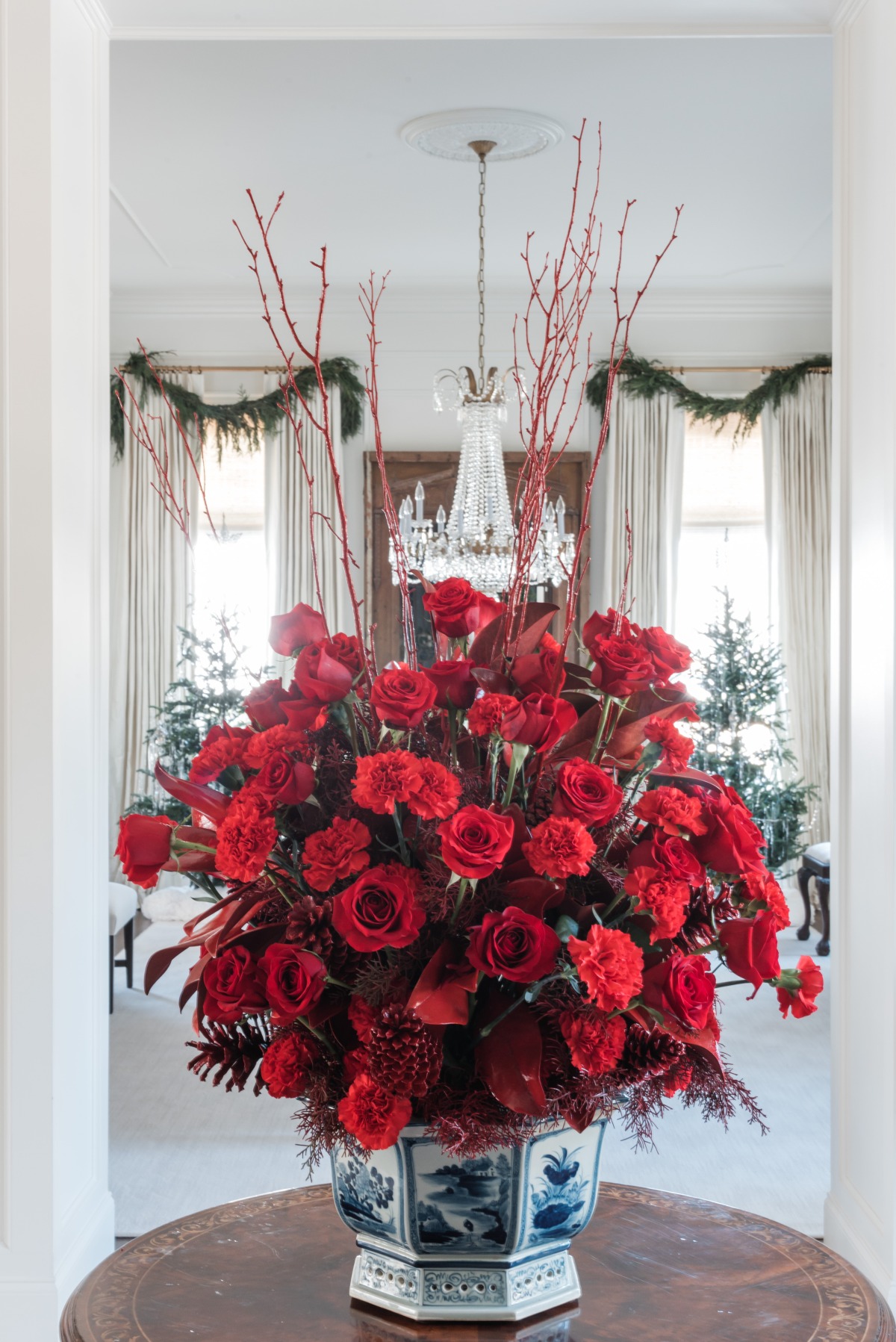 Christmas inspired floral arrangement