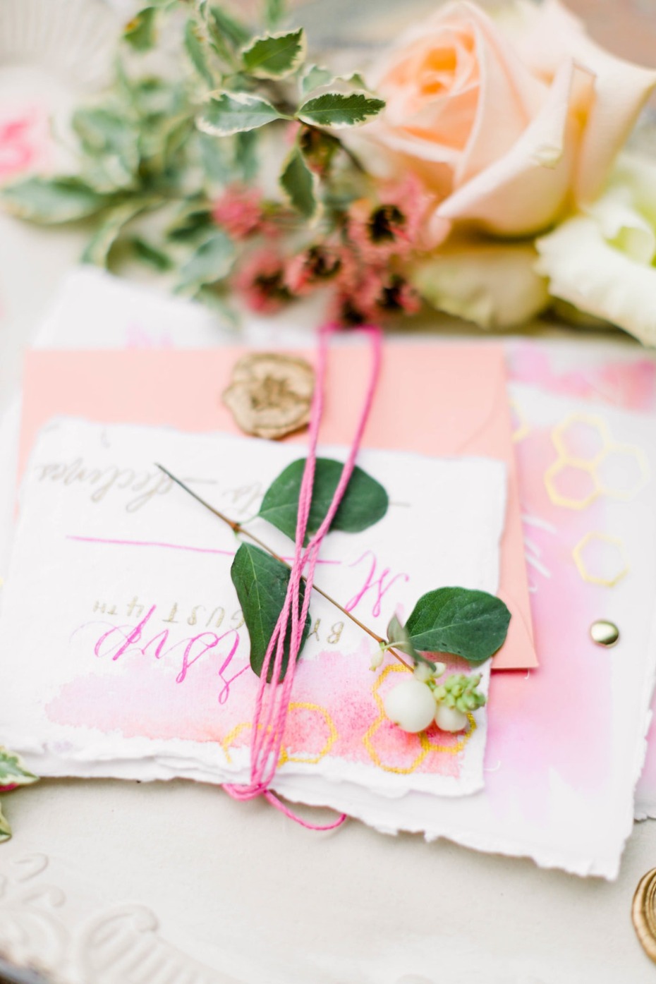 Pink watercolor invitations