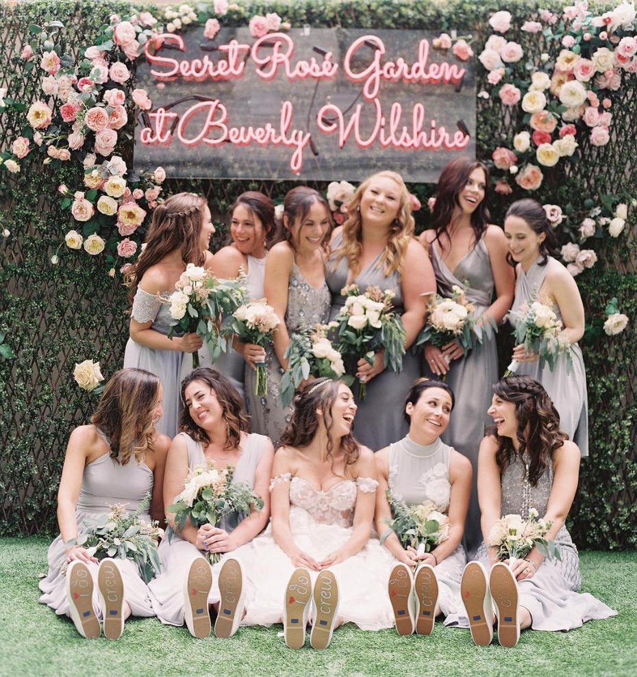 Bride and bridesmaids wearing I Do crew shoes