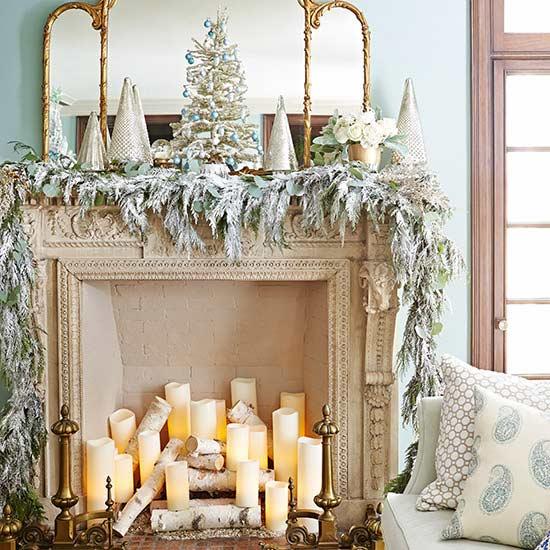 Candle Filled Fireplace