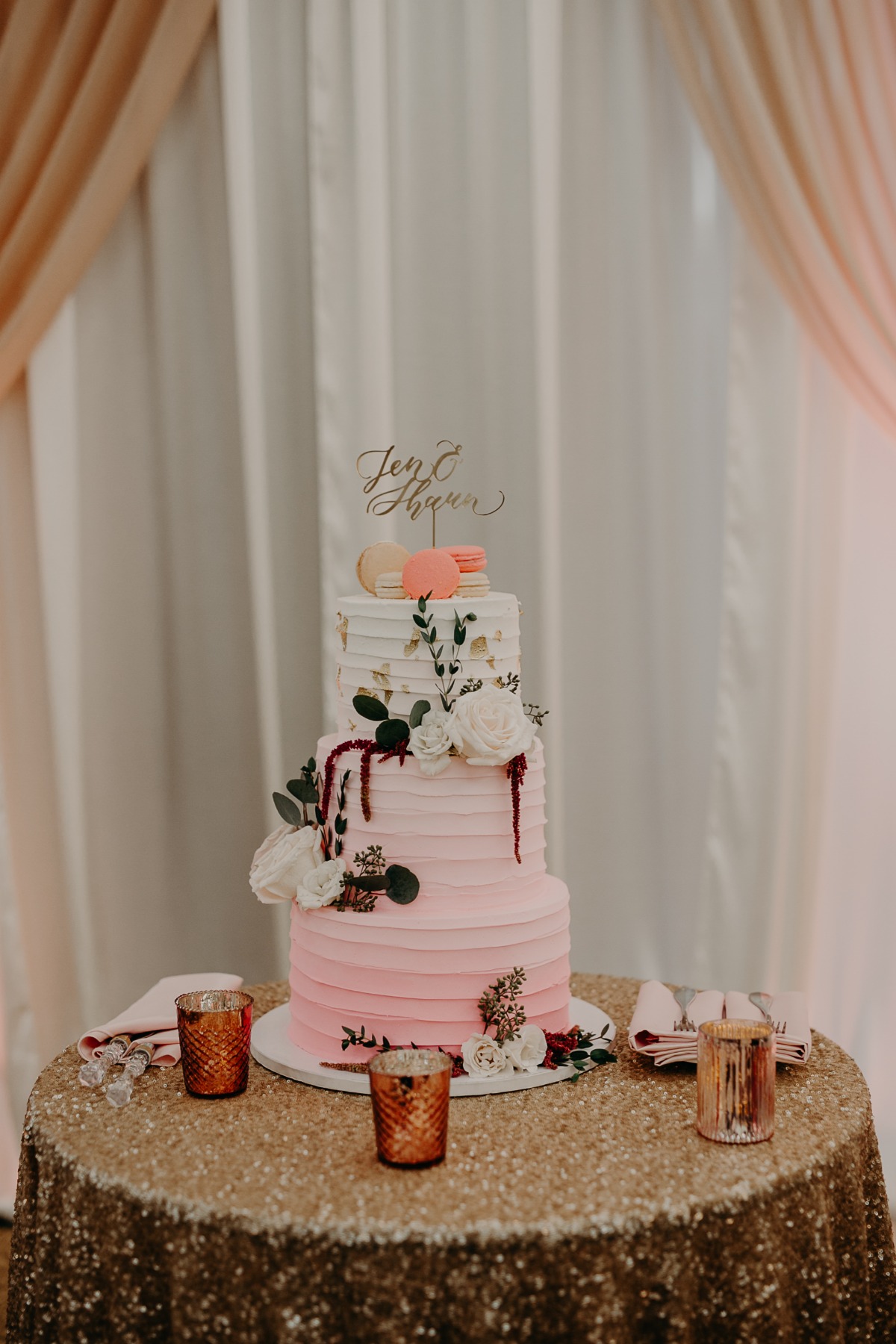 ombre blush wedding cake