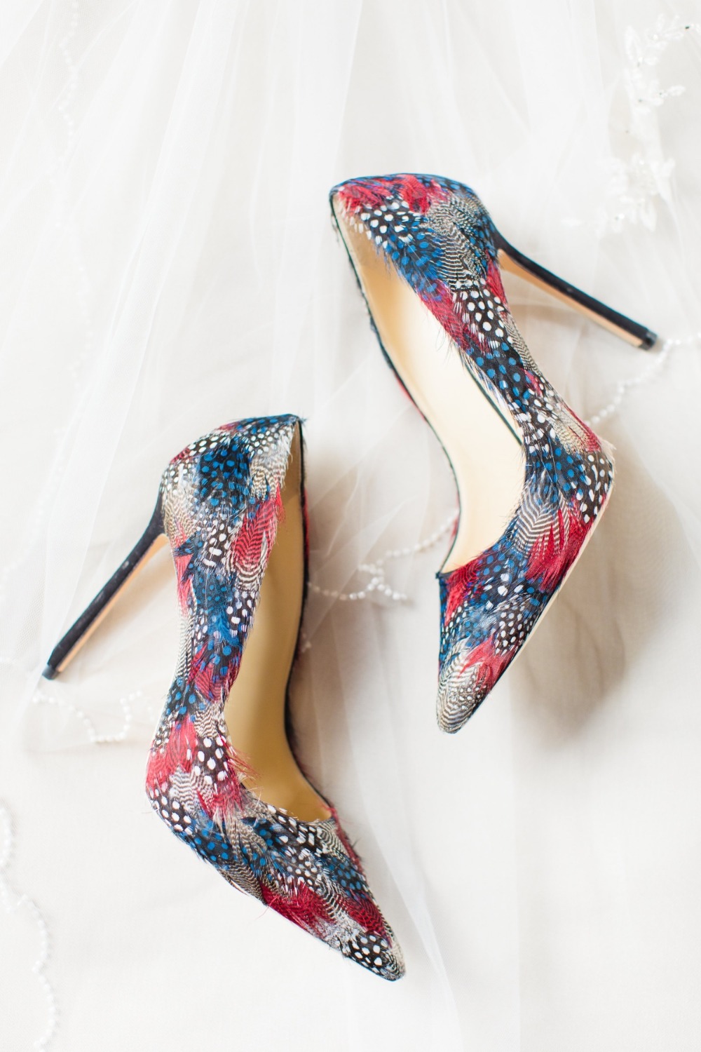 feather Jimmy Choo wedding shoes