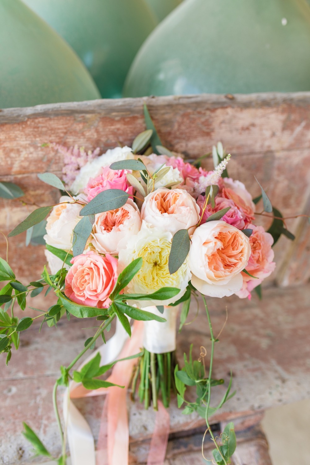 blush pink and white wedding bouquet