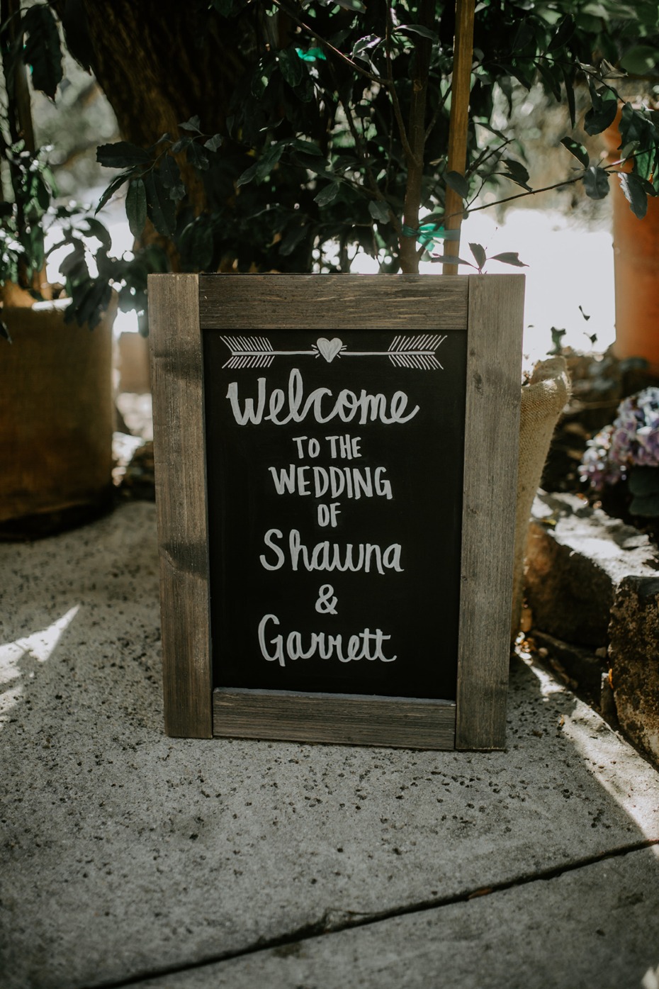 Rustic welcome sign for the wedding of Shawna and Garrett