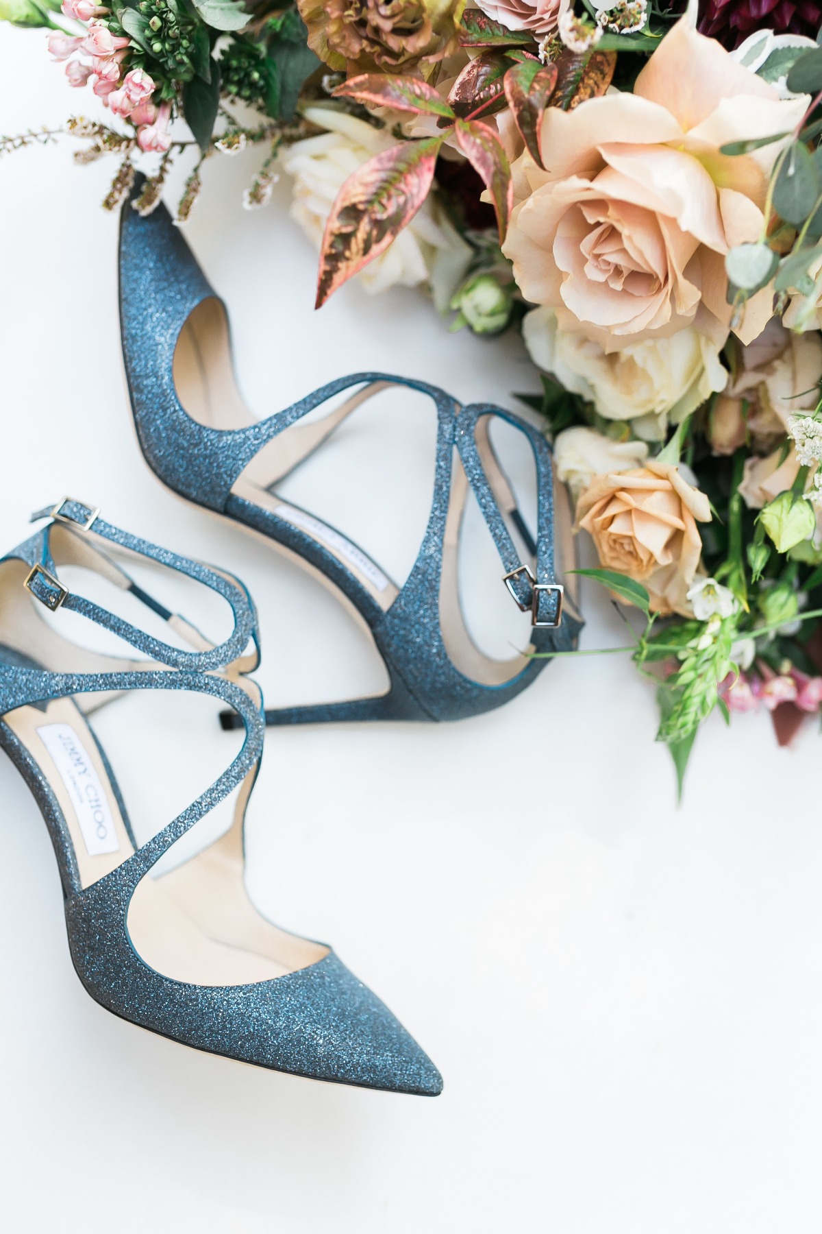 glittery blue wedding shoes