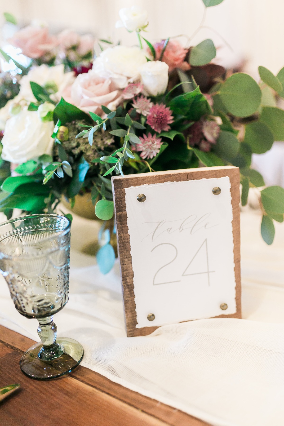 wooden wedding table number