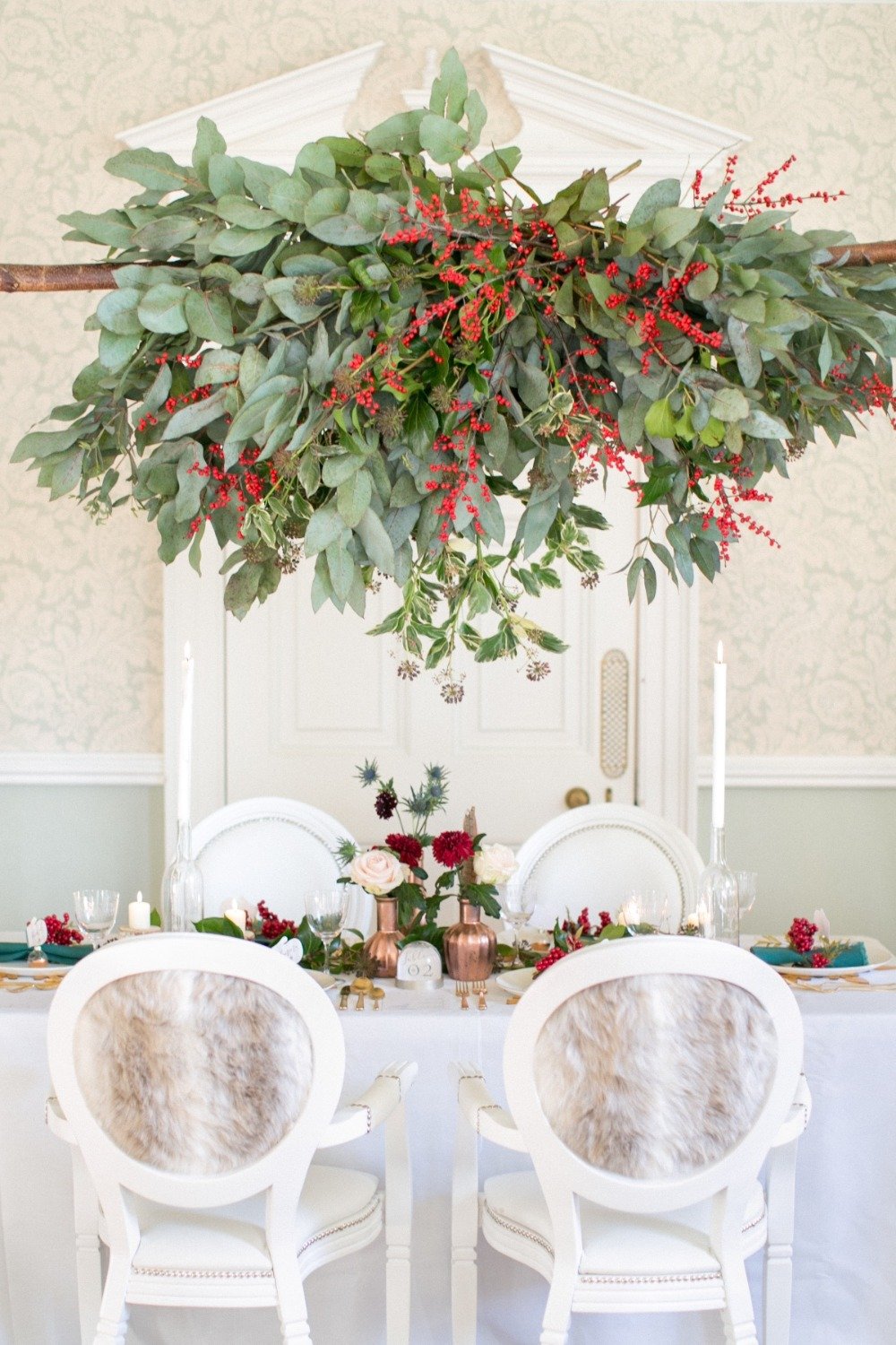 Winter reception with greenery